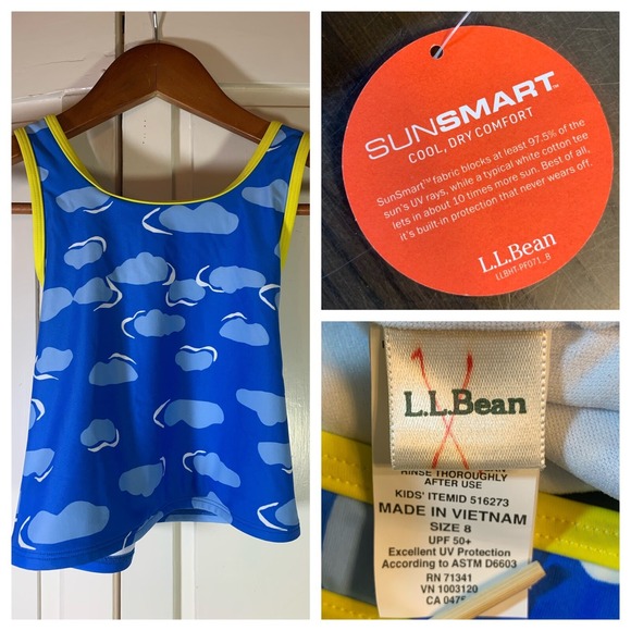L.L. Bean Other - LL Bean Swim Top Tankini Girls Sz 8 Cloud Pattern  SPF 50 Cross Back Sun Smart